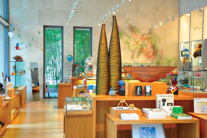 A variety of gifts, books and art on display in the Nasher Store