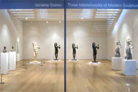 Installation view of Variable States exhibition in Nasher Galleries