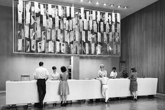Harry Bertoia’s untitled multiplane construction at the Dallas Public Library, c. 1955