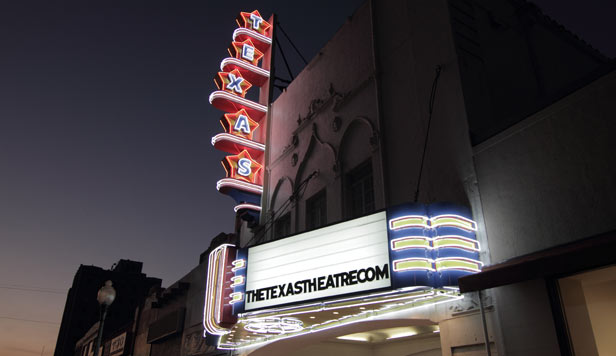 Texas Theatre Exterior at Night