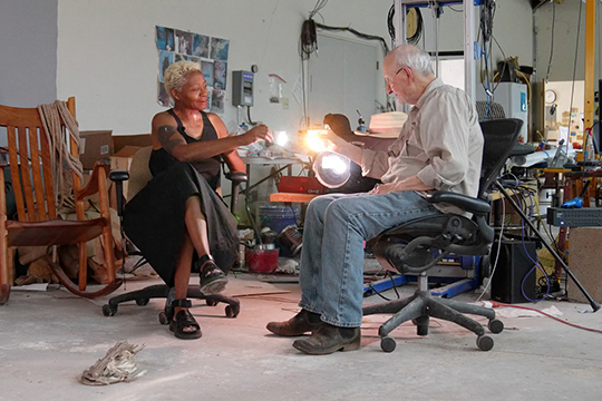 Kara Walker and Bruce Nauman have a conversation in an art studio