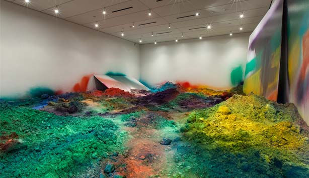 Katharina Grosse Untitled, 2013 Acrylic on soil, walls, ceiling, and canvas. Photo: Kevin Todora, co