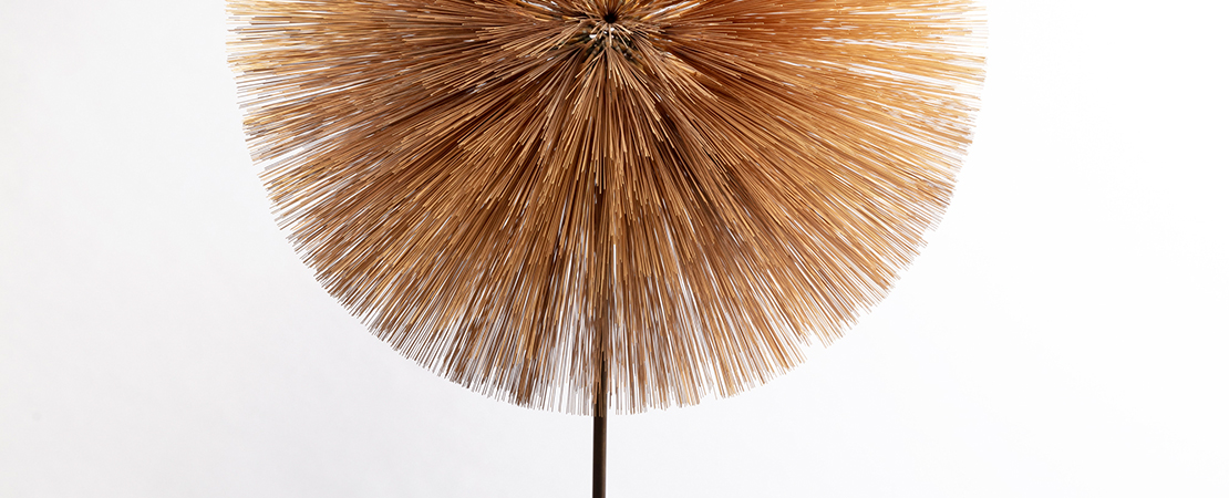 Harry Bertoia, 'Untitled (Sunburst),' 1960. Polished bronze wire and rod, 76 x 32 x 32 in. (193 x 81.3 x 81.3 cm). Nancy A. Nasher and David J. Haemisegger. Collection Photo: Kevin Todora, courtesy Nasher Sculpture Center Harry Bertoia © 2021 Estate of Harry Bertoia / Artists Rights Society (ARS), New York