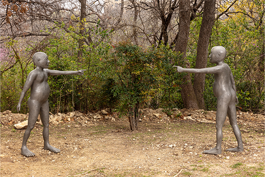 Nic Nicosia, ‘the twins,’ 2018. Stainless steel, 79 x 59 x 53 in. Courtesy of the artist and Erin Cluley Gallery, Dallas. Artwork © Nic Nicosia.