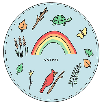 image of a camp badge featuring a rainbow