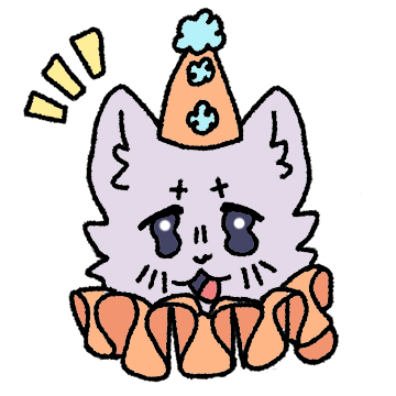Drawing of a cat dressed as a clown