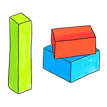 Drawing of brightly colored blocks