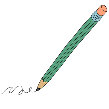 Drawing of a green pencil