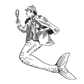 Drawing of Sherlock Holmes as a mermaid