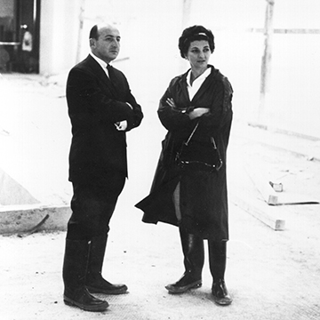 Raymond and Patsy Nasher standing in NorthPark construction site