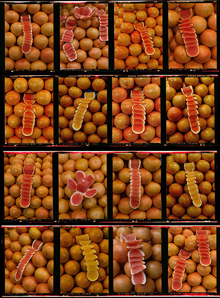 fruit stall market in mexico of oranges and orange slices